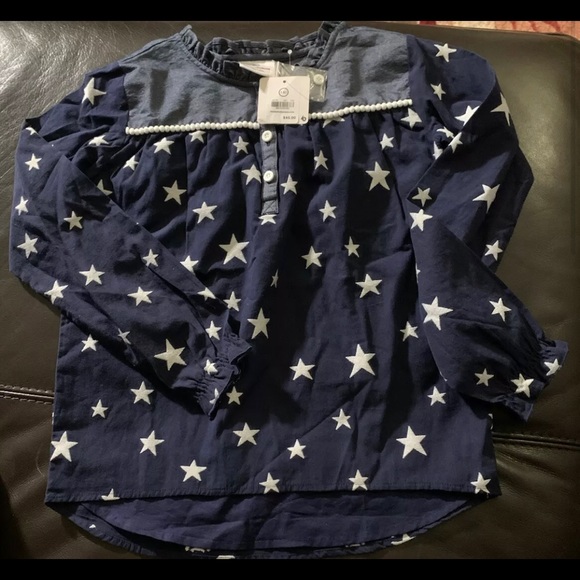 NEW HANNA ANDERSSON GIRLS G STAR NAVY DENIM TOP - Picture 1 of 3